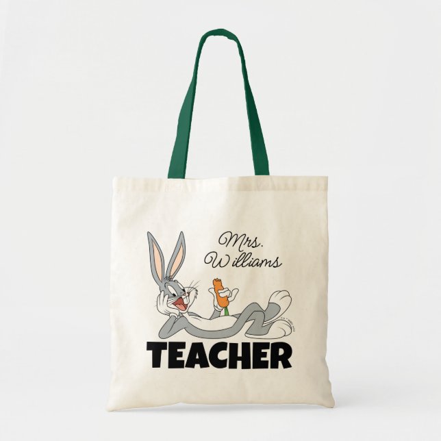 Bolsa Tote INSETOS BUNNY™ Deitando Comendo Professor De Cenou (Frente)