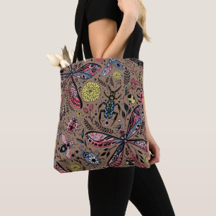 Bolsa Tote Insetos de rabisco de mocha