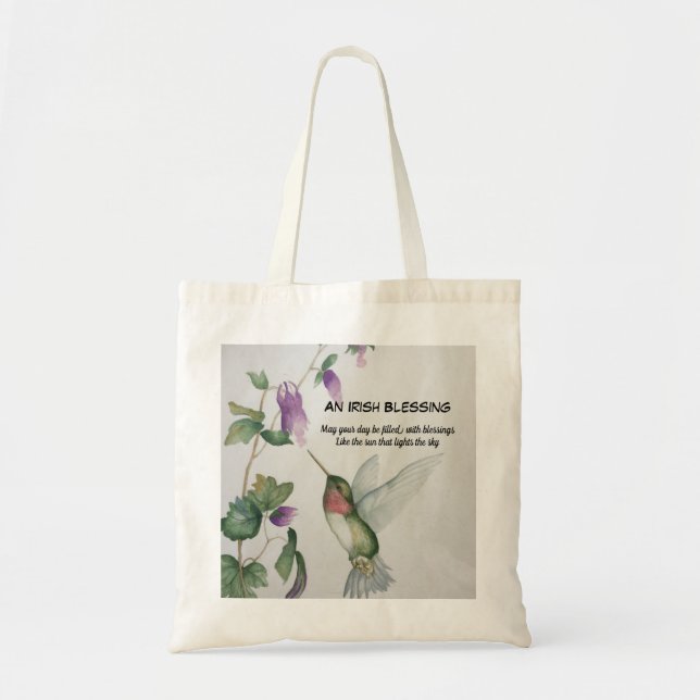Bolsa Tote Inspiração para o Jardim Hummingbird Irlandês de B (Frente)