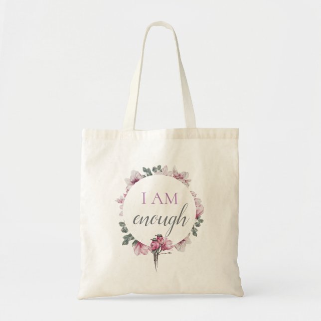 Bolsa Tote Inspiração Simples Eu Sou Suficiente Afirmação (Frente)