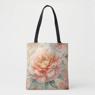 Bolsa Tote Inspirado em Vintage Tom de Flor de Água-marinha P