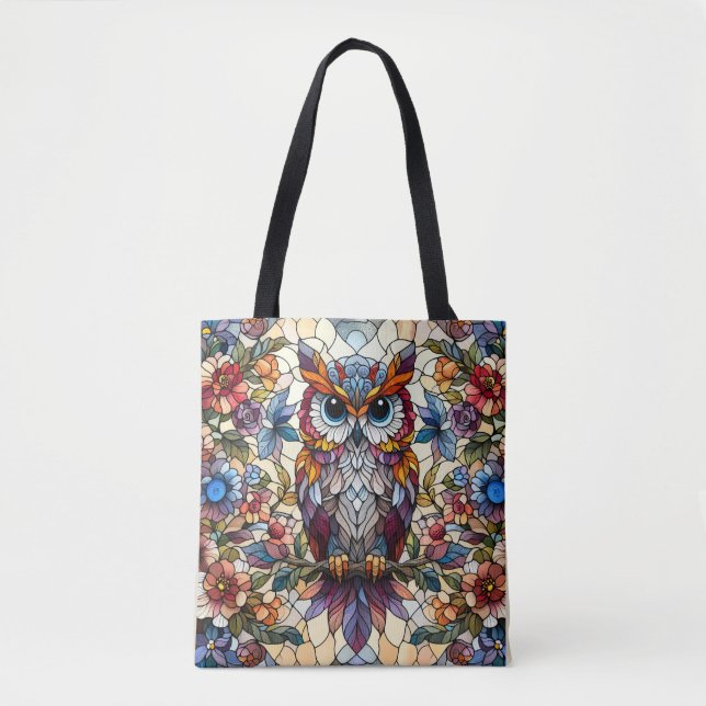Bolsa Tote Inspirado em Vitral de Coruja  (Frente)