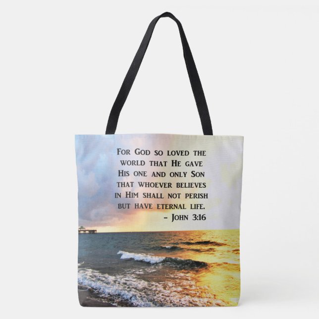 BOLSA TOTE INSPIRANDO JOHN 3:16 DESIGN DE FOTO OCEANO (Frente)