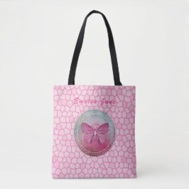 Bolsa Tote Inspire 'Torne-se a Mudança' Borboleta Rosa em Mos