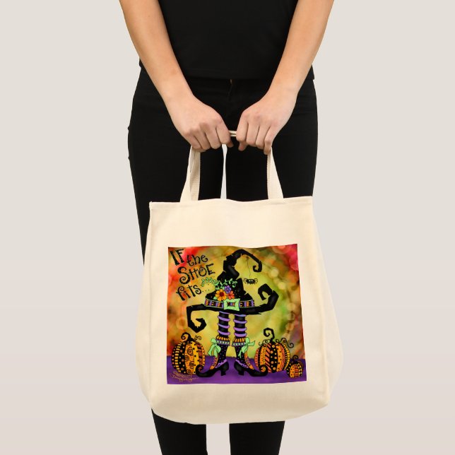 Bolsa Tote Inspirivência da Bruxa de Halloween de Calçado bon (Frente (produto))