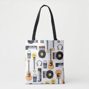 Bolsa Tote Instrumentos Musicais: Aquarela Sem Costura