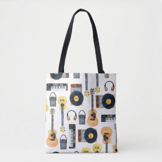 Bolsa Tote Instrumentos Musicais: Aquarela Sem Costura