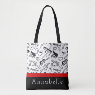 Bolsa Tote Instrumentos preto e branco