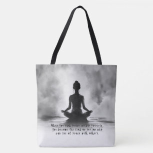 Bolsa Tote Instrutor de Meditação de Yoga Lotus Pose Pintura