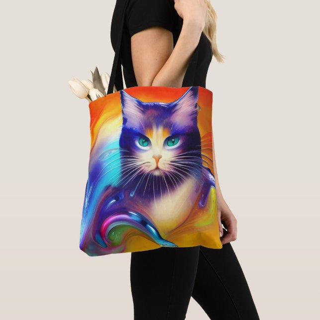 Bolsa Tote inteligência artificial animal gato sentado (Close Up)