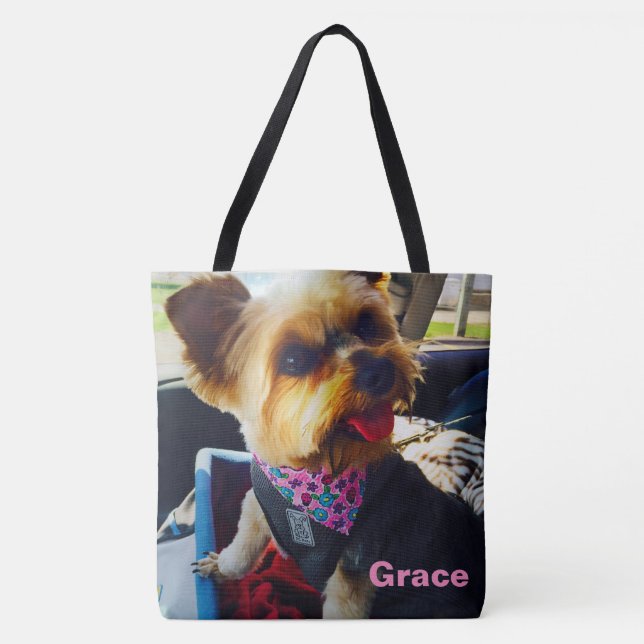 Bolsa Tote Introduza sua foto aqui personalizada do cão da (Frente)