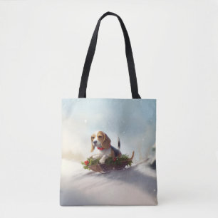 Bolsa Tote Inverno da neve do Natal da Beagle
