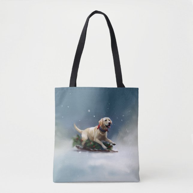 Bolsa Tote Inverno de neve de Natal Labrador (Frente)