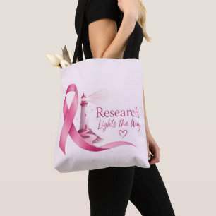 Bolsa Tote Investigação da Fita Rosa de Conscientização do Câ