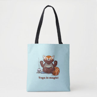 Bolsa Tote Ioga do Panda Vermelho É Magia! Arte de Meditação 