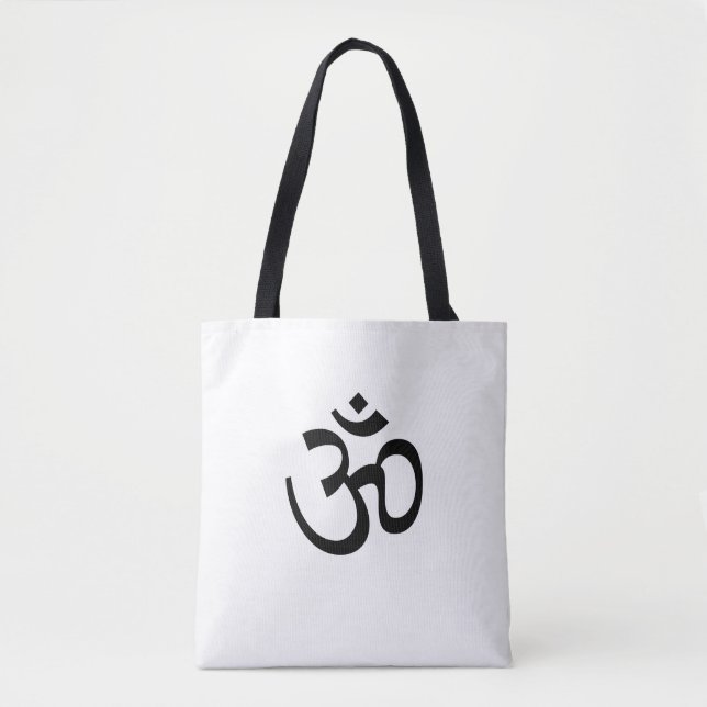 Bolsa Tote Íoga, Ícone de Aum Om, Símbolo Hinduísmo, branco p (Frente)
