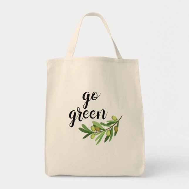 Bolsa Tote Ir para Grocery Verde (Frente)