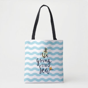 Bolsa Tote Ir para o mar - Saco de Tota de Ondas Náuticas