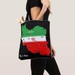 Bolsa Tote Iran Map with Flag and Emblem<br><div class="desc">Iran Political Map with capital Tehran,  national borders,  most important cities,  rivers and lakes. The Iranian Flag Colors are superposed on the Map Silhouette. Vector Illustration by BluedarkArt TheChameleonArt</div>