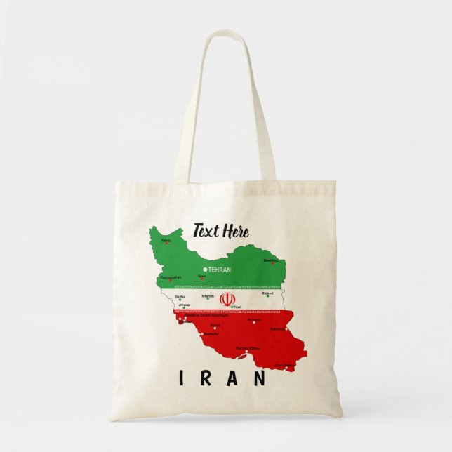 Bolsa Tote Iran Map with Flag and Emblem (Frente)