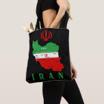 Bolsa Tote Iran Map with Flag and Emblem<br><div class="desc">Iran Political Map with capital Tehran,  national borders,  most important cities,  rivers and lakes. The Iranian Flag Colors are superposed on the Map Silhouette. Vector Illustration by BluedarkArt TheChameleonArt</div>