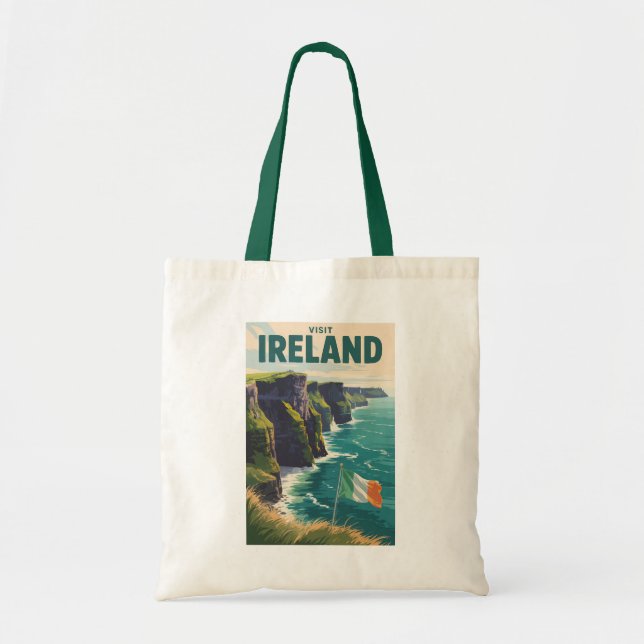 Bolsa Tote Ireland Cliffs of Moher Illustration Travel Art (Frente)