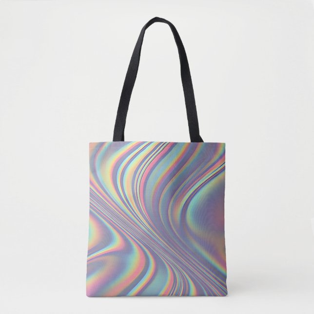 Bolsa Tote Iridescent Holographic Swirl Texture (Frente)