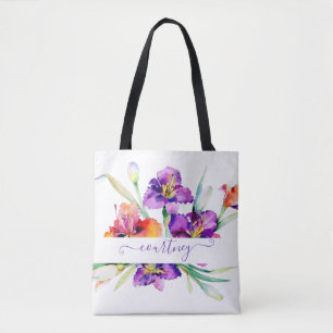 Bolsa Tote Íris personalizada em aquarela roxa