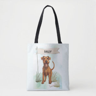 Bolsa Tote Irish Setter Aquarela Cachorro Personalizado