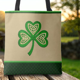 Bolsa Tote Irish Shamrock Celtic Knots St Patrick