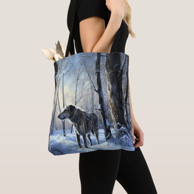 Bolsa Tote Irish Wolfhound Deixe-o nevar no Natal (Close Up)