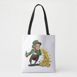 Bolsa Tote Irlandês Leprechaun Tossing Lucky Cookies Engraçad