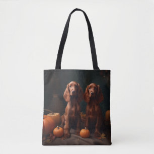 Bolsa Tote Irlandês Red Setter Puppy Autumn Delight Pumpkin