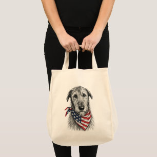 Bolsa Tote Irlandês Wolfhound Vestindo uma Bandana da Bandeir