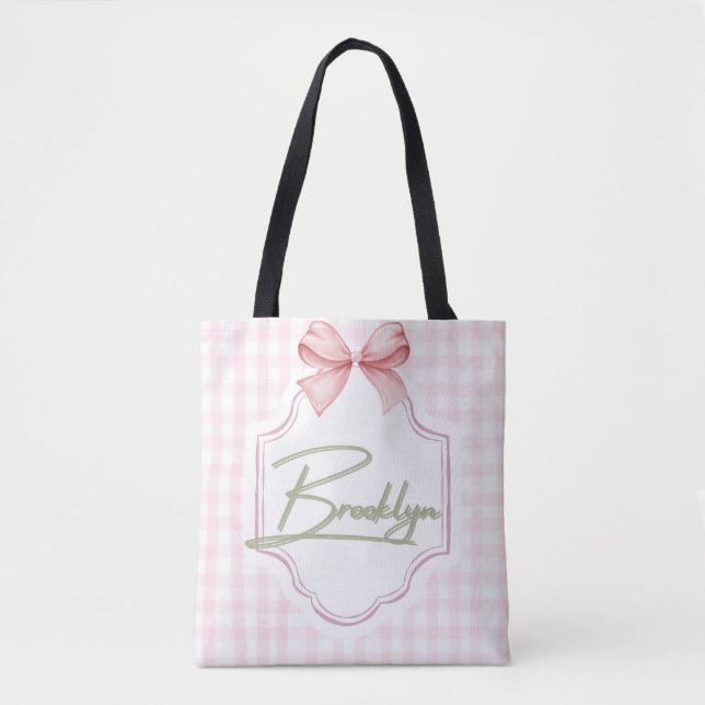 Bolsa Tote Irmã BowGingham Personalizada (Frente)