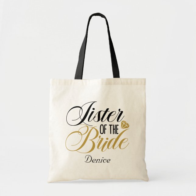Bolsa Tote Irmã Bride adiciona nome Wedding (Frente)