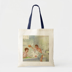 Bolsa Tote Irmãos Vintage, Crianças, Meninos Brincando na Ban