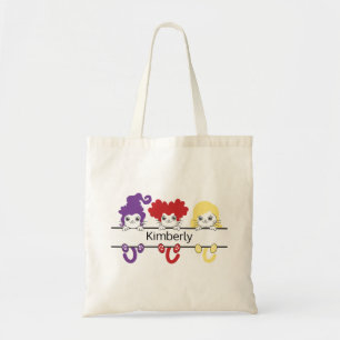 Bolsa Tote Irmãs Bruxas Kawaii Fofas Nome de Gatos Monograma