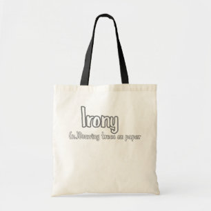 Bolsa Tote Ironia Desenhando Árvores no Papel Design Divertid