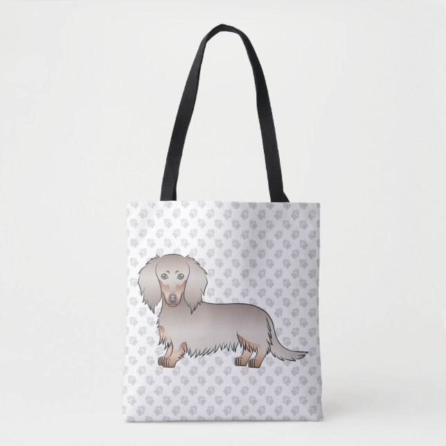 Bolsa Tote Isabella E Tan Cachorro Dachshund De Cabelo Longo  (Frente)