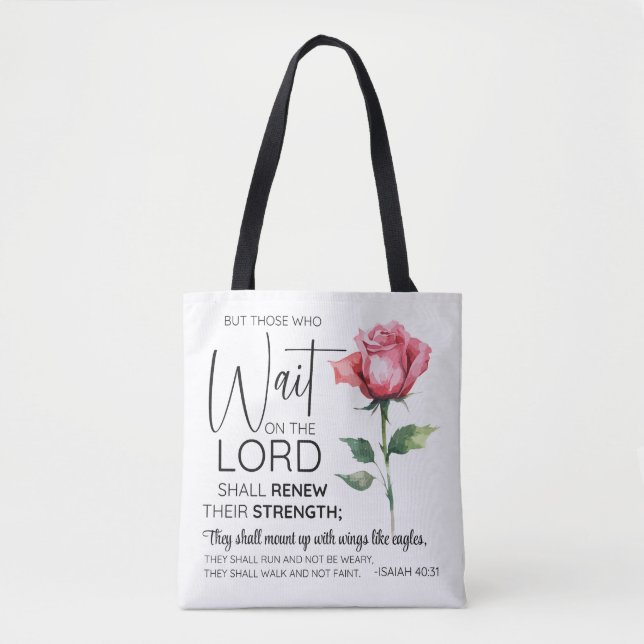 Bolsa Tote Isaiah 40:31 Aqueles que esperam na Lorde Flor (Frente)