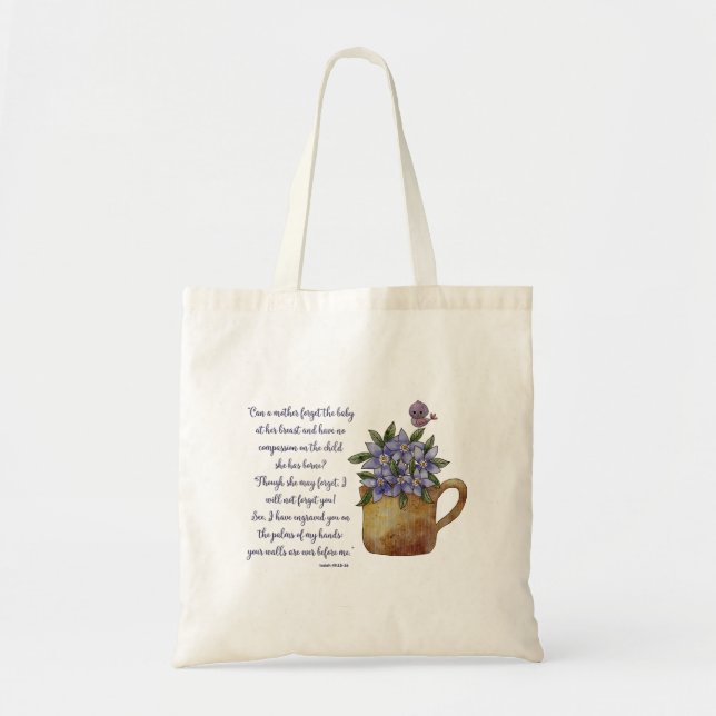 Bolsa Tote Isaiah 49 Versículo da Bíblia Não Me Esqueças (Frente)