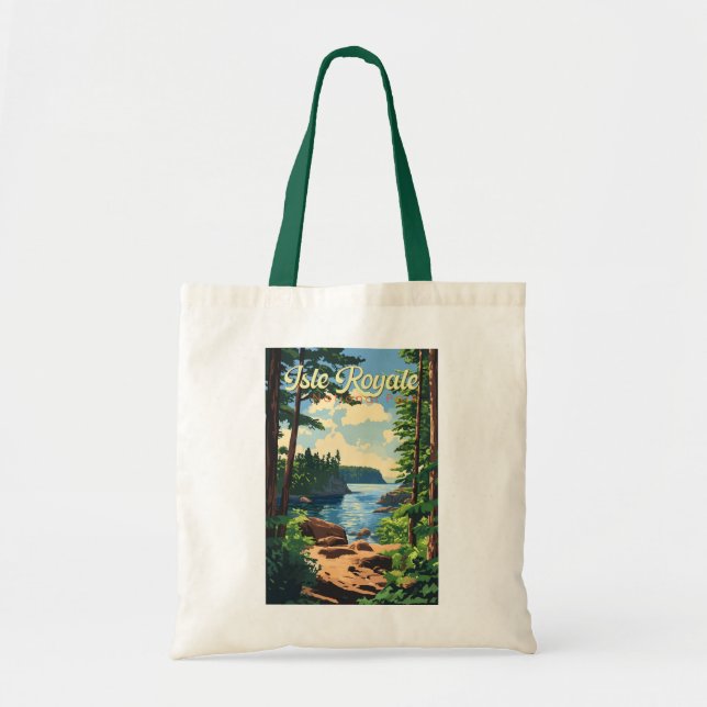 Bolsa Tote Isle Royale National Park Ilustration Viagem Art (Frente)