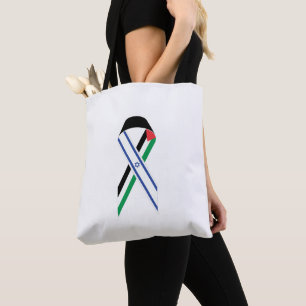 Bolsa Tote Israel e a Palestina - bandeira branca da fita de 