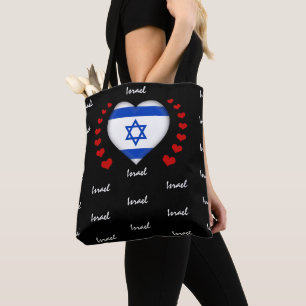 Bolsa Tote Israel Flag & Heart, Israel Flag fashion /sport