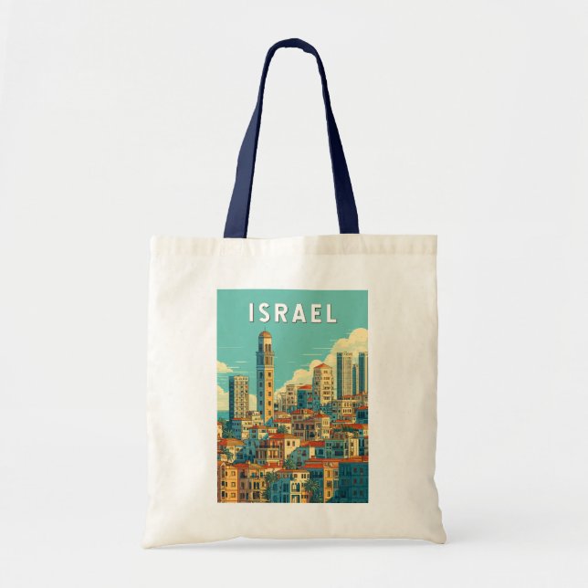 Bolsa Tote Israel Illustration Travel Art Vintage (Frente)