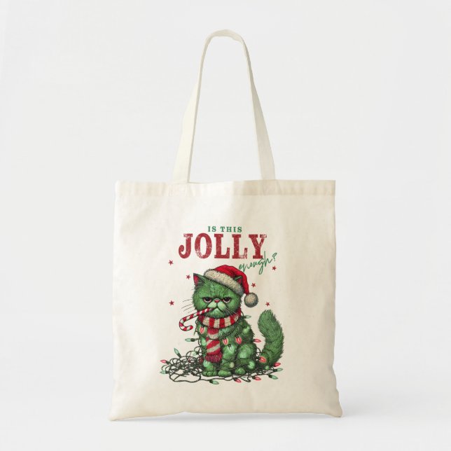 Bolsa Tote Isso É Jolly O Suficiente? Gato de Férias Grumpy (Frente)