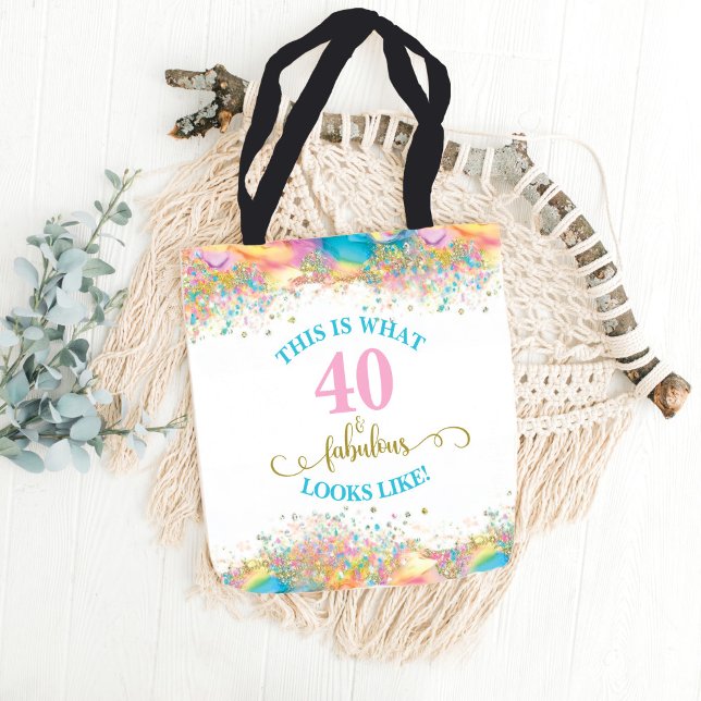 Bolsa Tote Isto é o que 40 e Fabuloso parecem (Forty and Fabulous Tote Bag for 40th Birthday party or Gift)