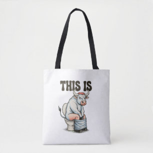 Bolsa Tote Isto É Touro Sentado Em Uma Pia Fofa Western Engra