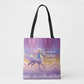 Bolsa Tote It's okay to have feelings Sparkly Glitter Unicorn
